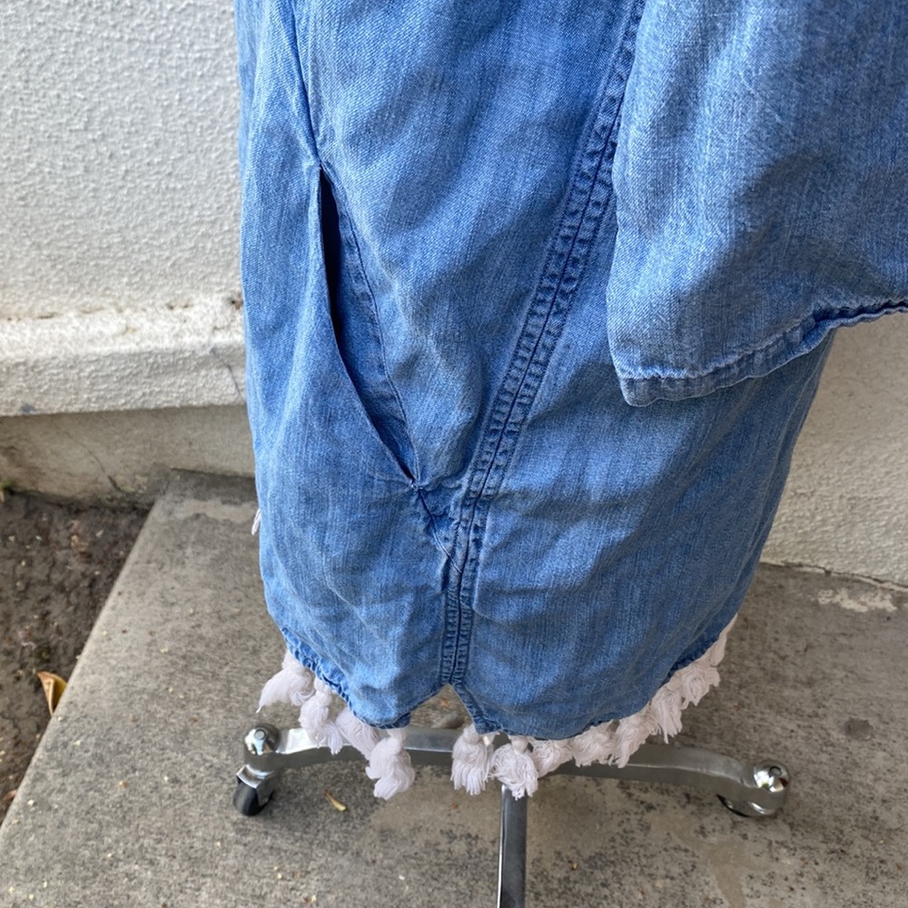 Rails linen blended blue dress w/great pockets and bottom tassels from Neiman’s - Picture 7 of 14